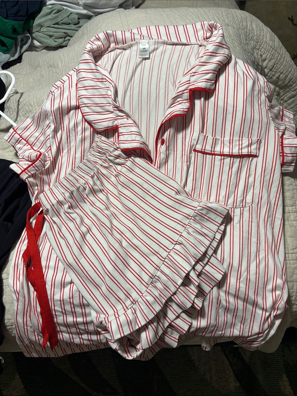 Red & White Striped Pajama Set